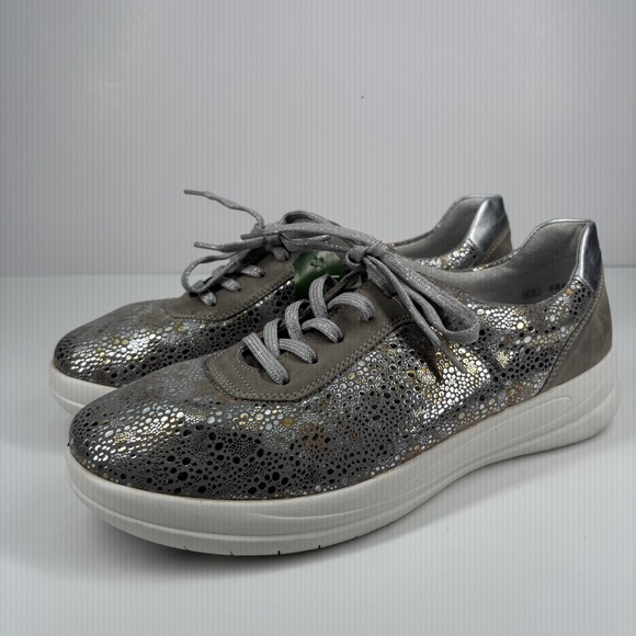 Remonte R9609-90 Women's 11 Metallic Gold/Silver Metal Flower Comfort Sneakers - Picture 1 of 16